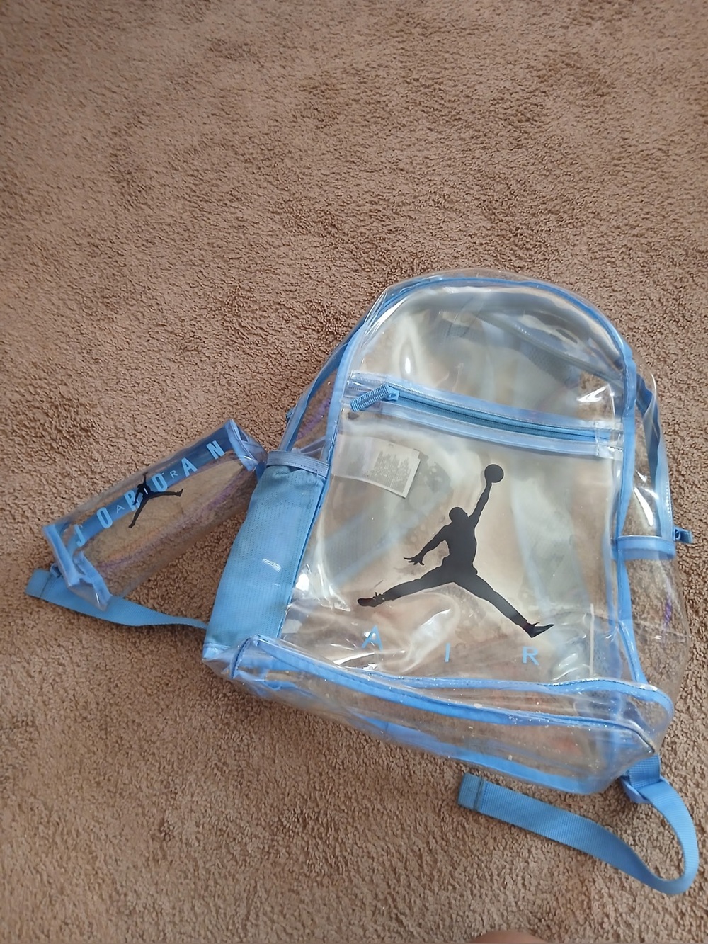 Jordan Clear Light Blue PVC Backpack with Black Jumpman